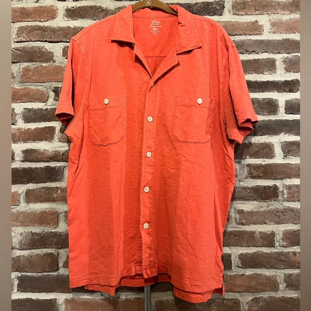 J. Crew Garment Dyed Button Up Pocket Shirt Size XL